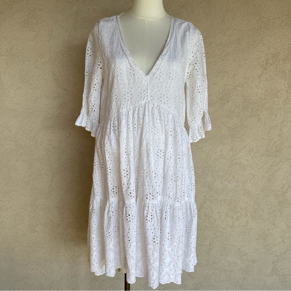 Sundance Jasmine Eyelet Midi Dress 100% Cotton Coastal Cowgirl Summer